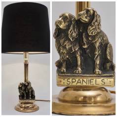 Brass dog table lamp Art Deco Spaniels, ELPEC, 1930`s ca, English